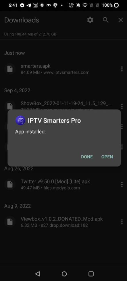 Open Installed IPTV Smarters Pro APK on Android