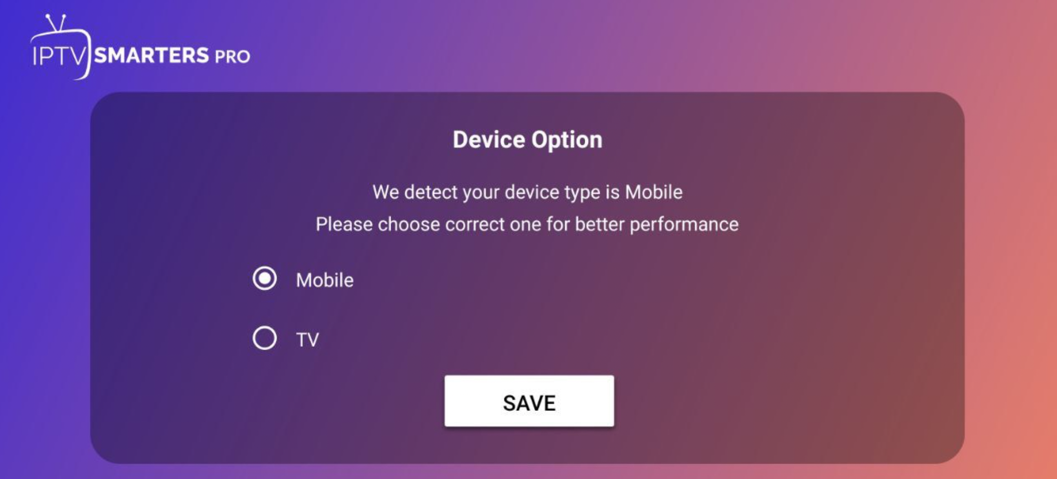 Device Options - IPTV Smarters Pro APK on Android
