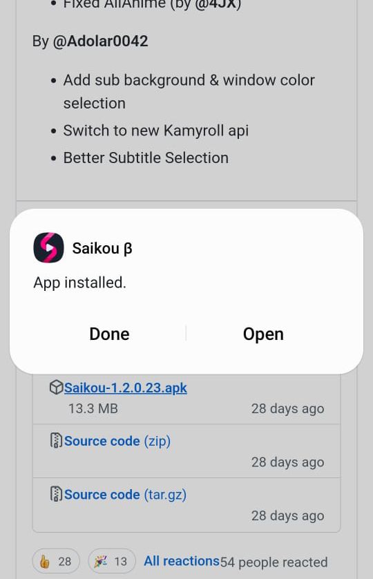 Saikou B APK installed