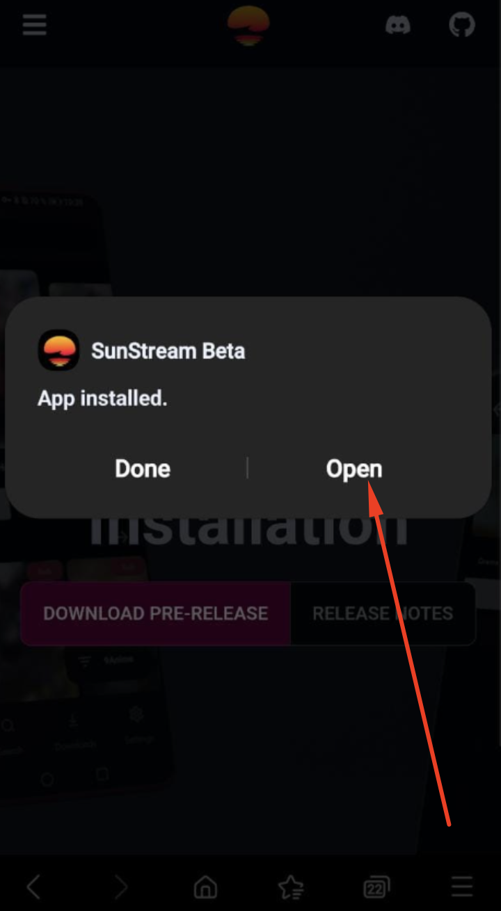 Open SunStream APK on Android