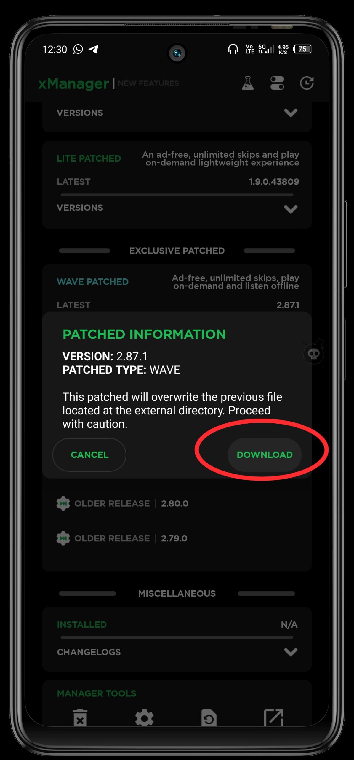 Install Latest Spotify Wav Patch on Android using xManager